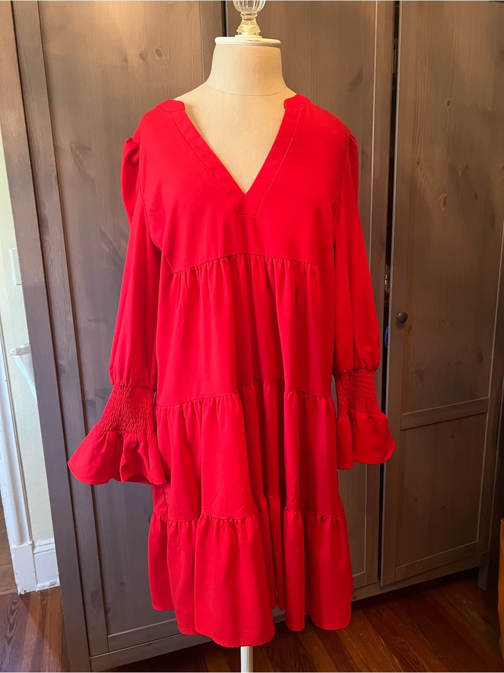 Pomander Place Bold Red V-Neck Dress